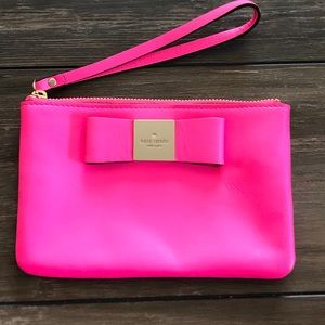 Kate Spade Hot Pink and Gold Bow Clutch